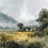 create a hand drawn watercolor landscape illustration