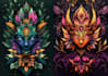 draw floral crest with fantasy or mystical mood