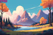 draw custom flat landscape scenery illustration