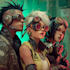 design cyberpunk and fantasy character splash art
