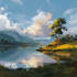 paint professional landscape concept art in painterly style