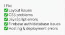 fix website issues HTML CSS js firebase