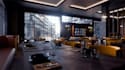 elegant 3d restaurant interior,commercial retail store,lobby render,cafe design