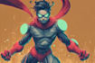 draw black and white comic superhero character line art