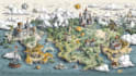 draw cartoon fantasy map illustration, doodle hand drawn