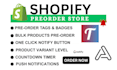setup shopify preorder website store, shopify notify essent appikon timesact