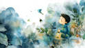 create watercolor children illustration