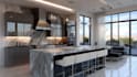 design kitchen interior in 2d and render