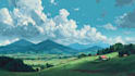 redraw landscape to cartoon vector