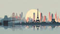 city skyline poster or famous landmarks illustration