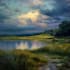 paint a real landscape oil painting on canvas