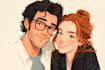 do cartoon disney couple portrait