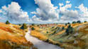 draw a watercolor landscape illustration