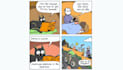 draw a 4 panel cartoon comic strip