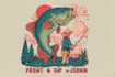 draw retro fun fishing design