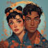 custom couple portrait romantic artistic illustration