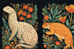 draw an animal and botanical illustration