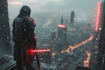 do cyberpunk scifi futuristic city