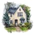 create home into watercolor painting