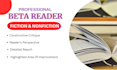 beta read your fiction, romance or fantasy novel with detailed reader feedback
