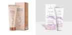 create skin care label, cosmetic logo and packaging