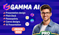 design canva presentations, gamma ai designs, pitch decks, and powerpoint slide