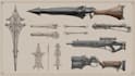 design creative concept art of weapons and items