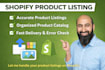 upload shopify product listings professionally up to 100k