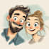 draw minimalist cute couple,single illustration for you