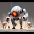 draw a mecha robot art and illustration unique style