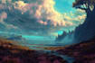 illustrate fantasy scenes and landscapes professionally