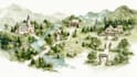 craft a detailed watercolor drawn wedding map using procreate