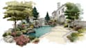 draw landscape design, exterior concept architectural