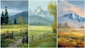 create minimalist landscape illustrations and posters