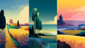 illustrate beautiful flat landscape illustration art