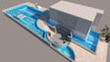 design backyard, deck, pool, patio, landscape 3d rendering