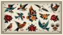 draw old school, traditional tattoo design