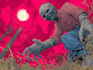 create a 70s 80s horror illustration