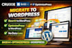 migrate base44 or optimizepress to wordpress without dataloss