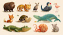 draw animals cartoon illustration