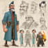 draw 2d character design and character sheet