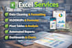 clean data and create excel reports using formulas, vlookups and pivottables