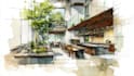 do exterior interior architectural sketches