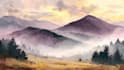 draw watercolor landscape illustration in colored