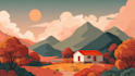 draw a flat vector landscape illustration