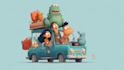 draw a cute and funny cartoon illustration