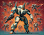 design a anime style mecha robot illustrations