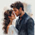 draw a watercolor couple portrait