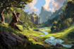 draw stunning fantasy landscape artwork