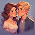 draw a cute cartoon couple portrait